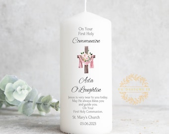 Personalised First Holy Communion Candle - Communion Candle for girl - Ireland