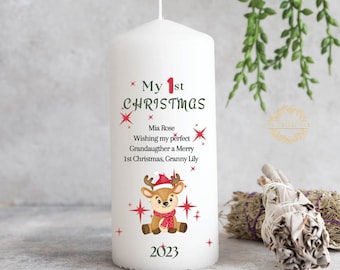 1st Christmas Personalised Candle with Custom Message