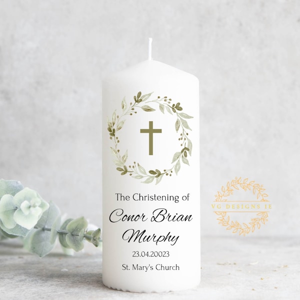 Personalised Christening Candle - Baptism Candle - Ireland