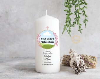 Personalised Christening Candle with your baby's photo - Baptism Candle - Ireland