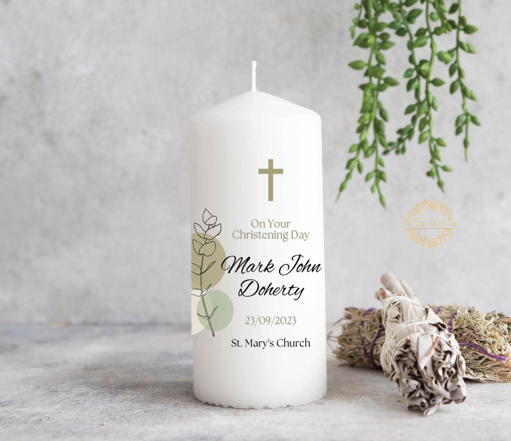Personalised Christening Candle Baptism Candle Ireland Etsy Ireland