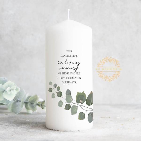 Remembrance Candle  - Custom Wedding Candle - Ceremony Candle - Memorable Candle - Eucalyptus Steam Remembrance Candle - Ireland