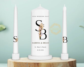 Personalized Wedding Unity Candle Set – Monogram Ceremony Candles