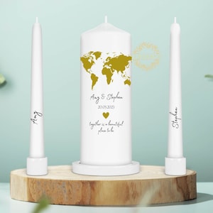 Landkarte Hochzeit Einheit Kerzen-Set - Zeremoniekerzen - Personalisiertes Hochzeitskerzen-Set - Irland