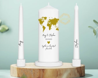 Juego de velas Map Wedding Unity - Velas de ceremonia - Juego de velas de boda personalizado - Irlanda