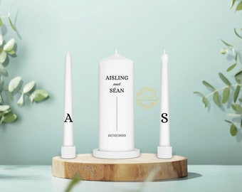 Personalised Unity Candle Set - Ceremony Candles - Personalised Wedding candle set - Elegant Unity Candle Set - Ireland