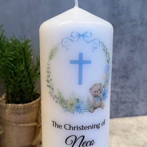 Personalised Teddy Bear Christening Candle for boy Baptism Candle Ireland image 2