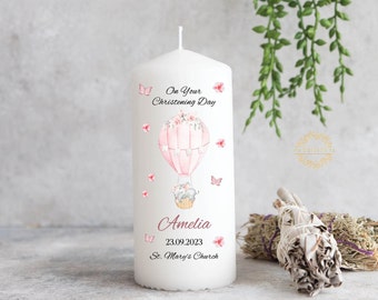 Personalised Christening Candle for girl - Air Balloon Christening Candle - Baptism Candle - Ireland