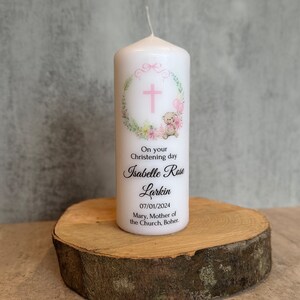 Personalised Teddy Bear Christening Candle for girl Baptism Candle Ireland image 3