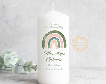 Personalised Rainbow Christening Candle - Baptism Candle - Ireland