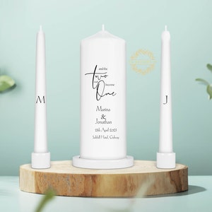 And the Shall become One Wedding Unity Candle Set - Ceremony Candles - Personalised Wedding candle set - Ireland