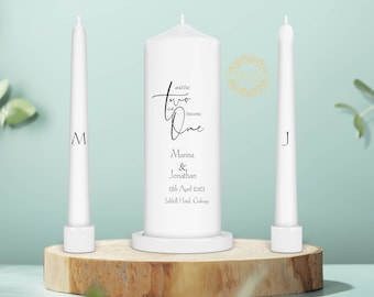 And the Shall become One Wedding Unity Candle Set - Ceremony Candles - Personalised Wedding candle set - Ireland