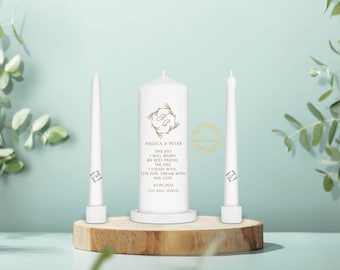 Modern Wedding Unity Candle Set - Ceremony Candles - Personalised Wedding candle set - Elegant Style _ Ireland