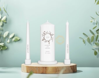 Gepersonaliseerde Unity Candle Set - Ceremoniekaarsen - Gepersonaliseerde bruiloftskaarsenset - Eenvoudige elegante Unity Candle Set - Ierland