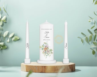 Personalised Unity Candle Set - Ceremony Candles - Personalised Wedding candle set - Elegant Unity Candle Set - Ireland