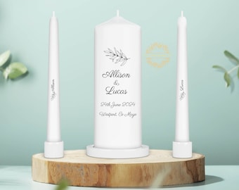 Gepersonaliseerde Unity Candle Set - Ceremony Candles - Gepersonaliseerde bruiloftskaarsenset - Eenvoudige elegante rustieke Unity Candle Set - Ierland