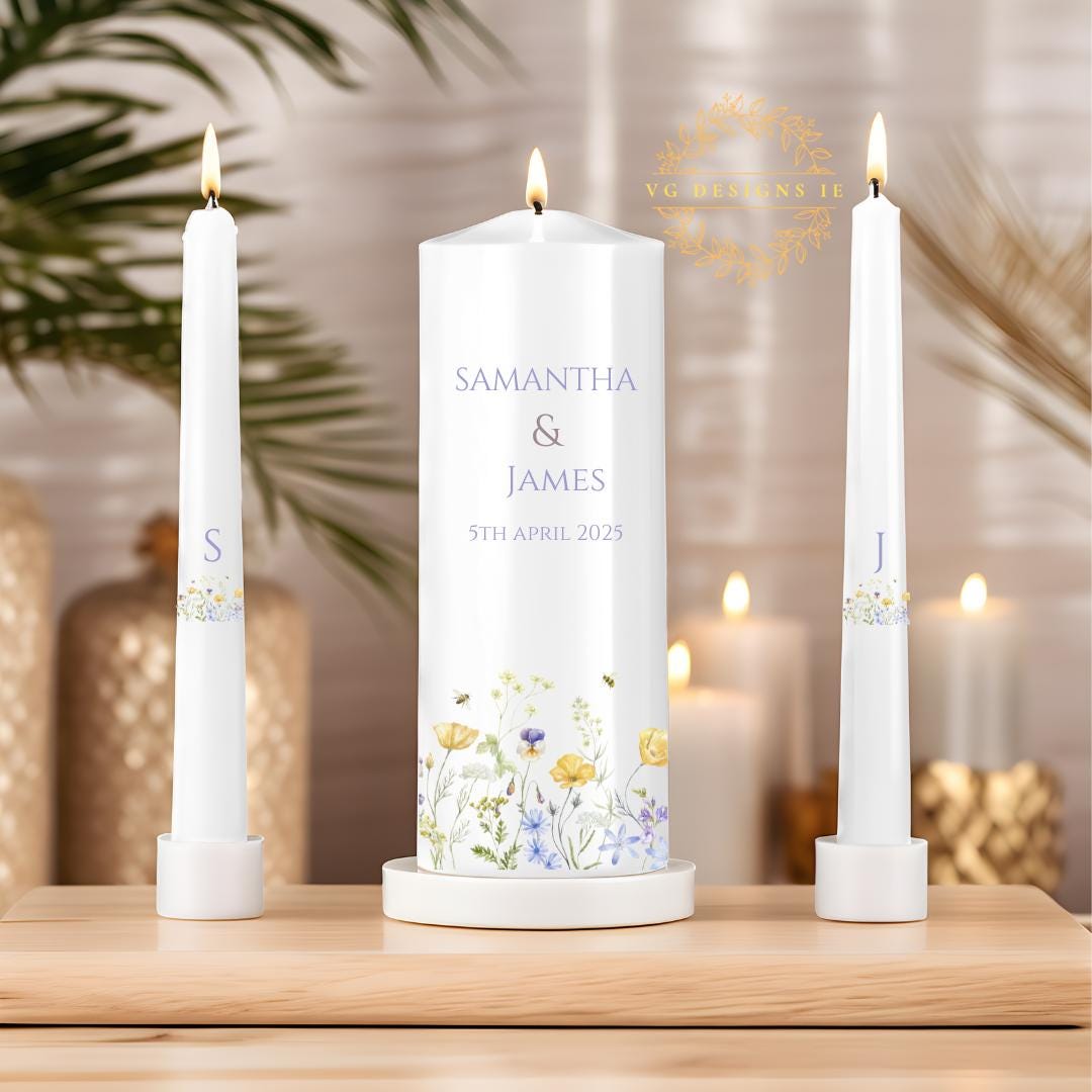 Personalised Unity Candle Set - Wedding Ceremony Candles - Elegant ...