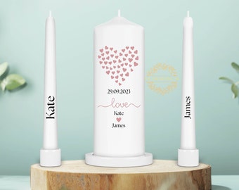 Personalised Unity Candle Set - Ceremony Candles - Personalised Wedding candle set - Love Modern Elegant Unity Candle Set - Ireland