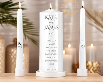 Personalized Wedding Unity Candle Set – Elegant Ceremony Candles