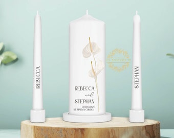Personalised Unity Candle Set - Ceremony Candles - Personalised Wedding candle set - Simple Elegant Lily Unity Candle Set - Ireland