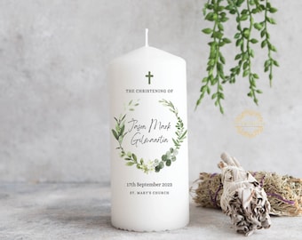Gepersonaliseerde doopkaars met eucalyptus - Doopkaars - Ierland