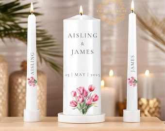 Personalized Wedding Unity Candle Set – Elegant Ceremony Candles