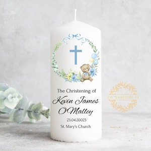 Personalised Teddy Bear Christening Candle for boy Baptism Candle Ireland image 1