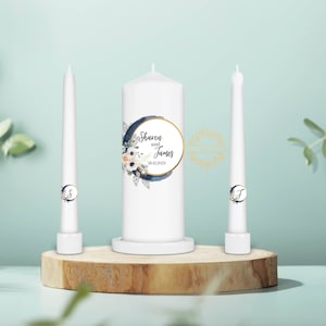 Personalised Unity Candle Set - Ceremony Candles - Personalised Wedding candle set - Blue Moon Unity Candle Set - Ireland