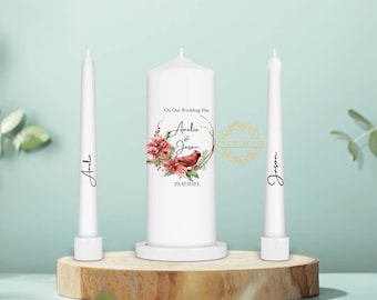 Personalised Unity Candle Set for Winter - Ceremony Candles - Personalised Wedding candle set - Simple Elegant Unity Candle Set - Ireland