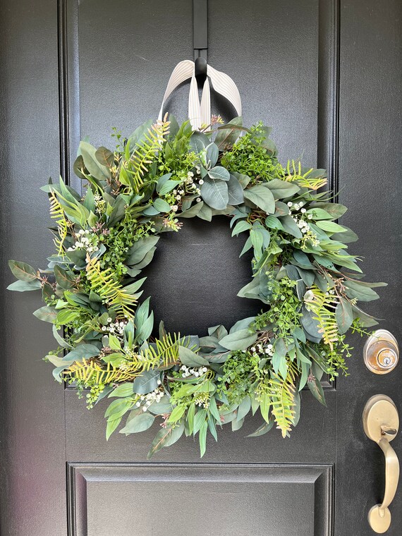 Greenery Wreath Everyday Wreath Farmhouse Wreath Eucalyptus Etsy