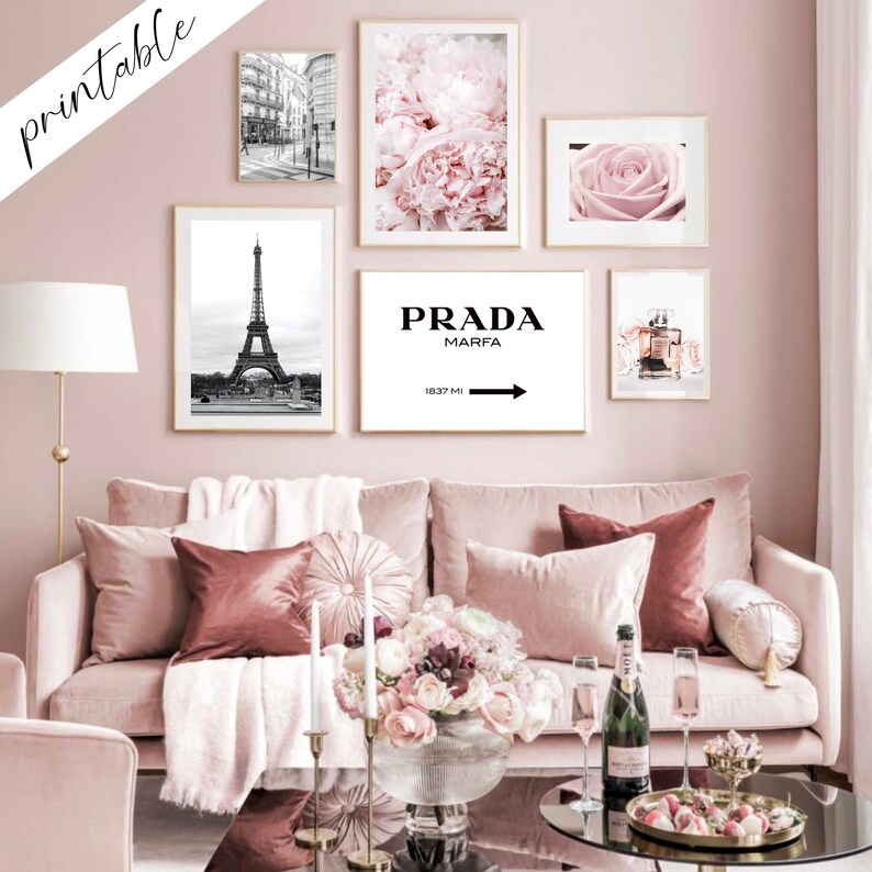 Blush Pink Wall Art Blush Pink Home Decor Pink Floral Art Etsy