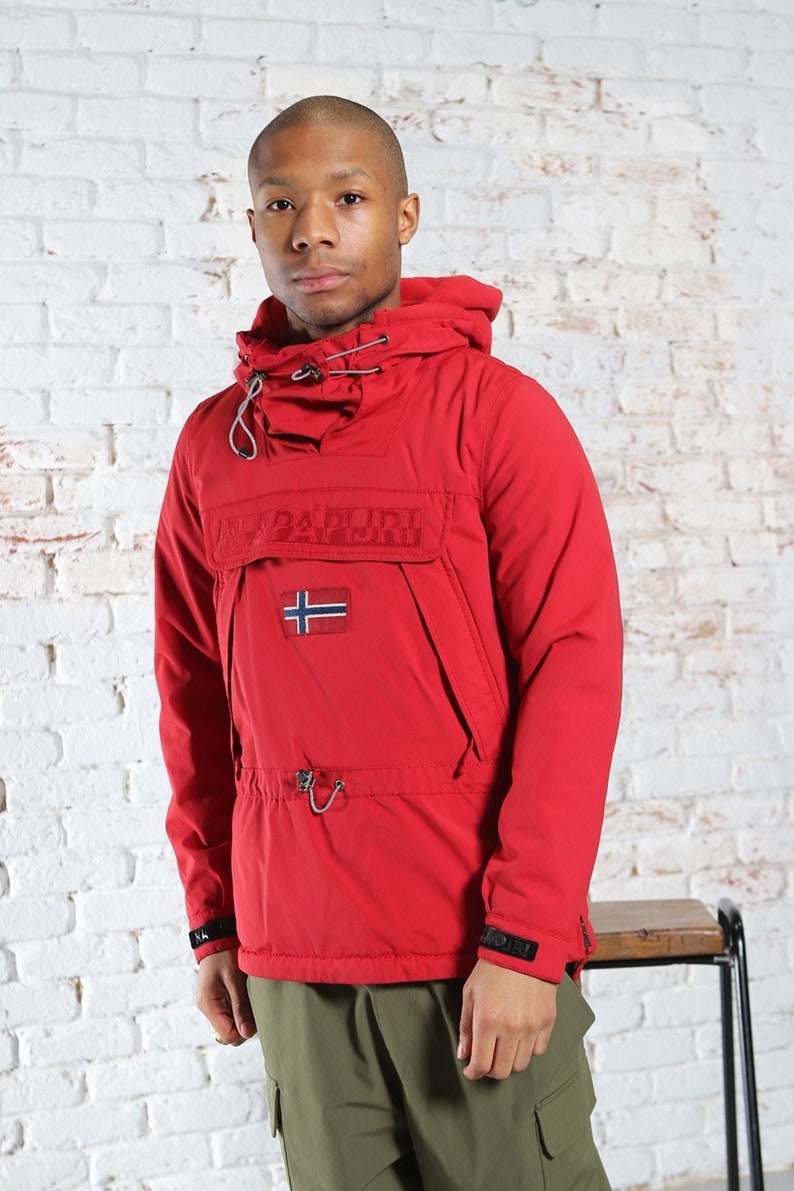 Vintage Napapijri Skidoo Big Logo Quilted Jacket Red