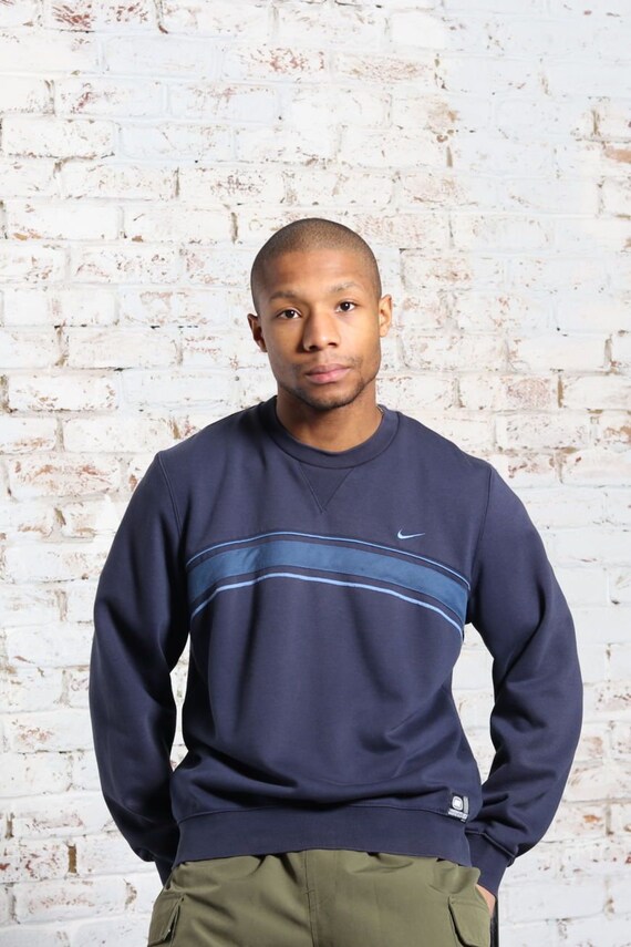Vintage Nike Embroidered Logo Sweatshirt Blue