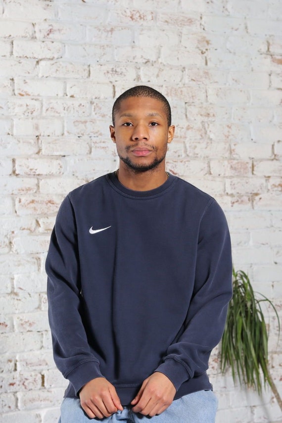 Vintage Nike Embroidered Logo Sweatshirt Blue