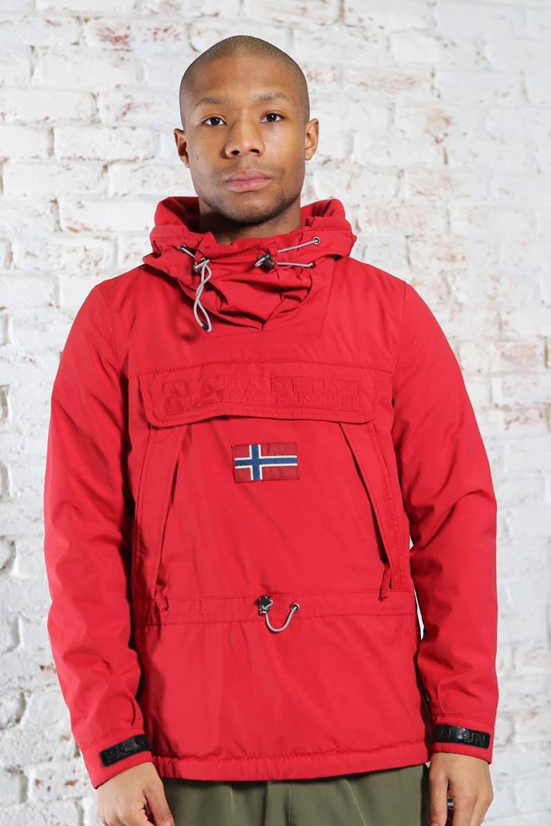 Vintage Napapijri Skidoo Big Logo Quilted Jacket Red