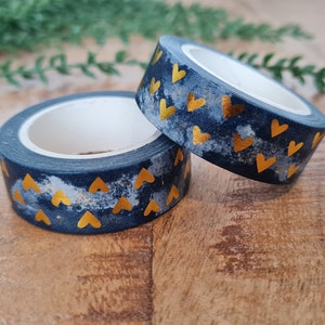 Beautiful Navy & Gold / Copper Foil Heart Washi / Paper Tape - * Imballaggio ecologico * Arti / Mestieri / Scrapbook / Wrapping
