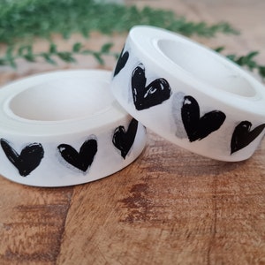 Superbe ruban de washi / papier de cœur noir et blanc - * Emballage écologique * Arts / Artisanat / Scrapbook / Emballage - Emballage d’amour / de Noël
