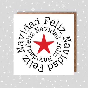 SET VAN 6 - Feliz Navidad - kerstkaart *6 PACK* dikke kaart/kraft-envelop