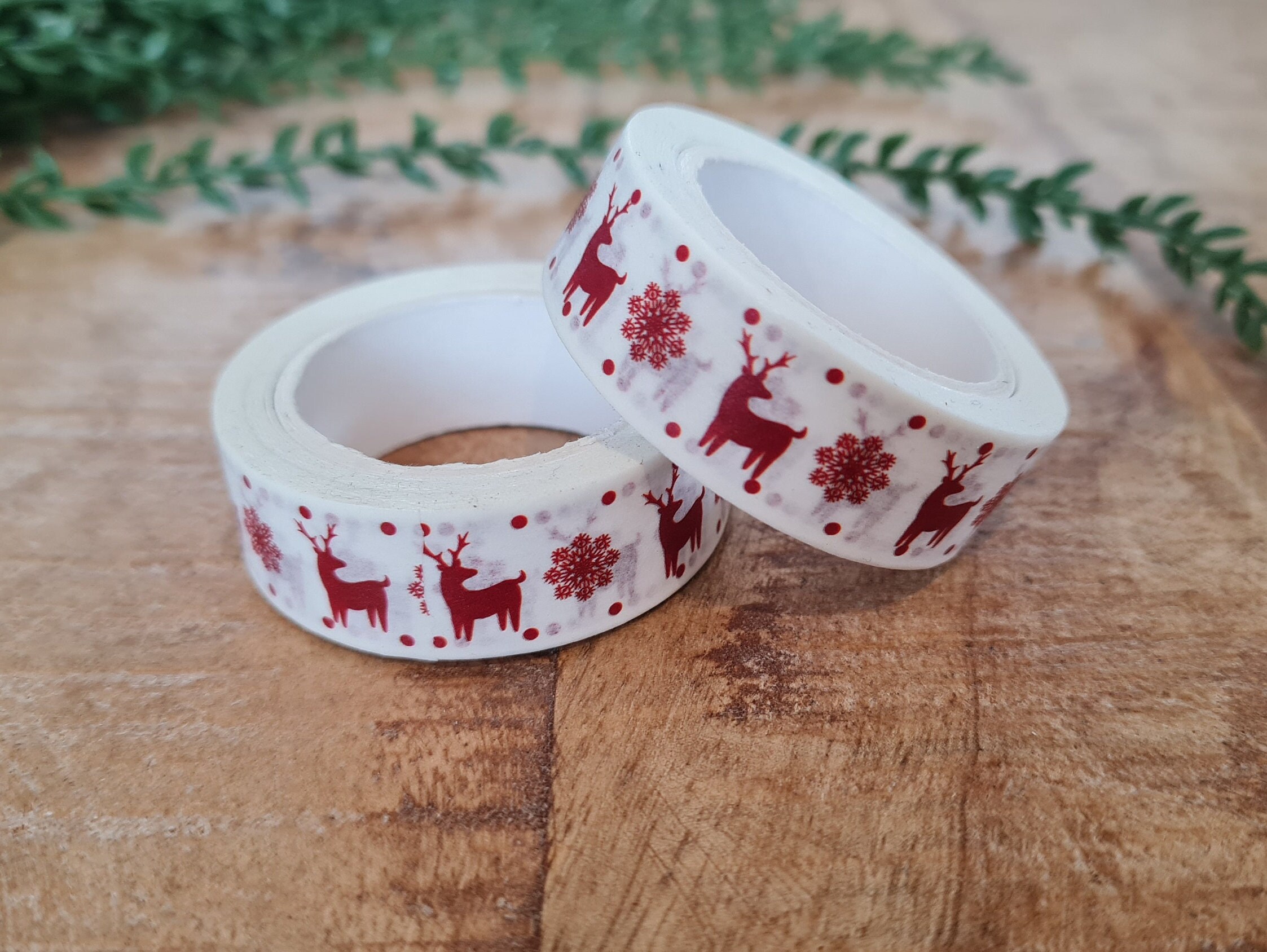 Snow Flower Washi Tape Christmas White on Red