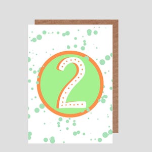 Âge 1-9 * Disponible * Numéro de carte d'anniversaire/âges d'éclaboussures de peinture brillantes.  Carte d'anniversaire d'enfant