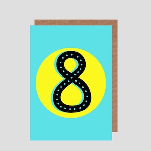 De 1 à 9 ans * Disponible * Cercle bleu vif original/Numéro de carte d'anniversaire/Âges.  Carte d'anniversaire