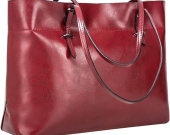 Bolso tote de piel color vino tinto, bolso de hombro hecho a mano