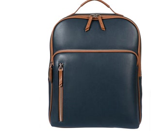 Blue  Color Vegan  Leather Backpack college ,travel or Briefcase  for Men or Woman, Bag