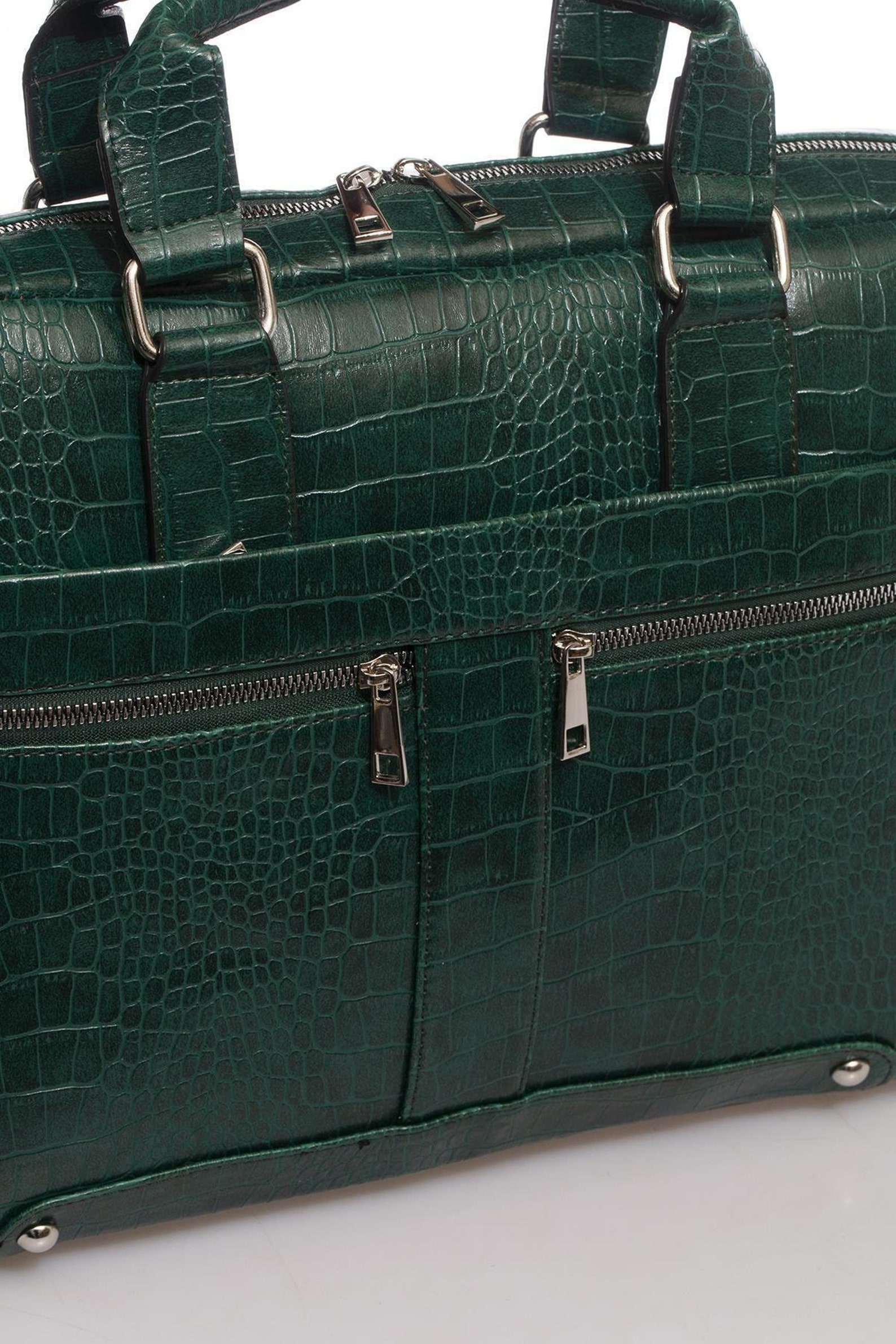 Green vegan Leather Briefcase for Men or Woman Shoulder Etsy