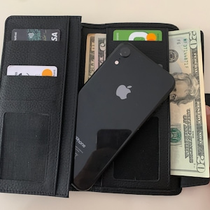 GENUNIE LEDEREN IPHONE 13 Pro max Telefoon Portemonnee hoesje handgemaakt cadeau