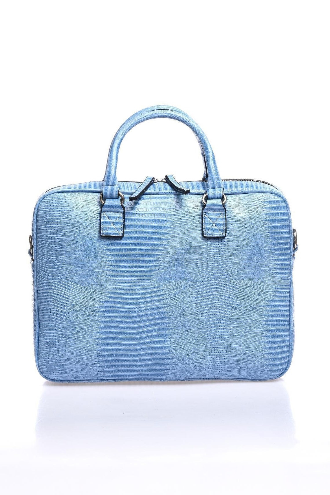Light Blue Vegan Leather Briefcase Leather Laptop Case Etsy