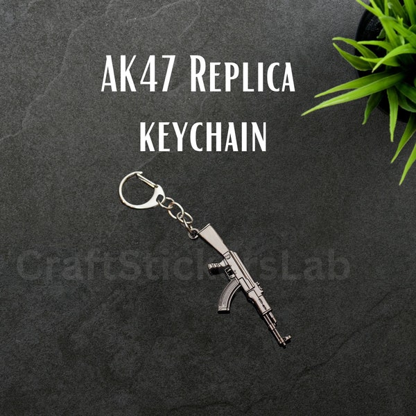 AK47 Replica Keychain Black Rifle Machine Gun Model Key Chain - Metal Keyring Chain Gift for Him or Her - Firearm Enthusiast's Delight