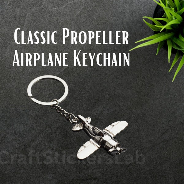 Classic Airplane Charm Pendant Keychain With Finger Spinning Propeller Air Plane Keyring Perfect Key Chain Gift For Pilot