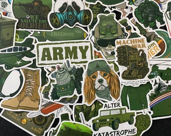50pcs Cool Army Military Cartoon Themed Waterproof Sticker Pack
