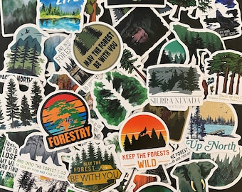 50pcs Camping Nature Forestry Themed Waterproof Stickers Pack